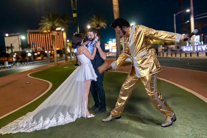 Gold Elvis Wedding or Vow Renewal at Las Vegas Sign - What Makes This Vegas Sign Wedding Feel Worth It