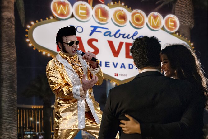 Gold Elvis Wedding or Vow Renewal at Las Vegas Sign - The North-Side Ceremony: Vows With Humor and Heart