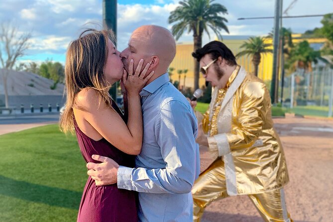 Gold Elvis Wedding or Vow Renewal at Las Vegas Sign - Legal Wedding Option: Convenient Paper Steps (But You Must Bring the License)