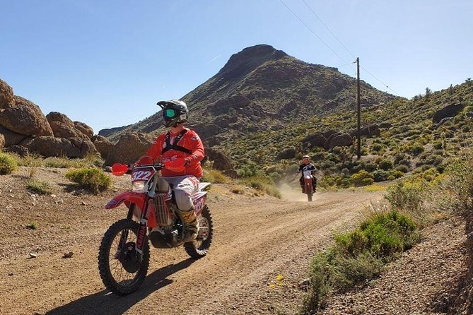 Hidden Valley and Primm Extreme Dirt Bike Tour from Las Vegas - McCullough Mountain Range: rocky slopes, climbs, and overlook energy