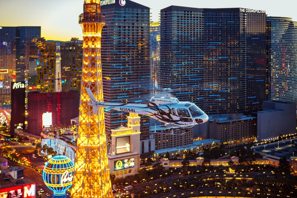 Las Vegas: Nighttime Helicopter Flight over the Strip - The Helicopter Route: 15 Miles of the Strip Plus Downtown