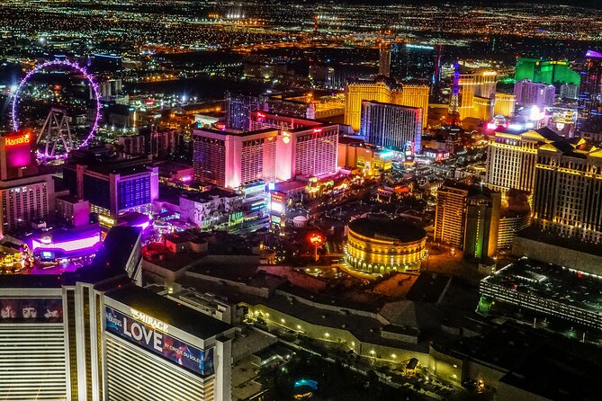 Las Vegas Strip Highlights by Helicopter at Night - Downtown Vegas First: Glitter Gulch From Above