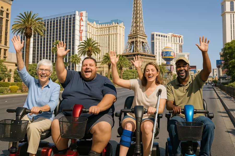 Las Vegas Strip: Mobility Scooter Tour W/ Lunch - The 4-hour Strip route: photo stops at Bellagio, the Eiffel Tower, and the Venetian