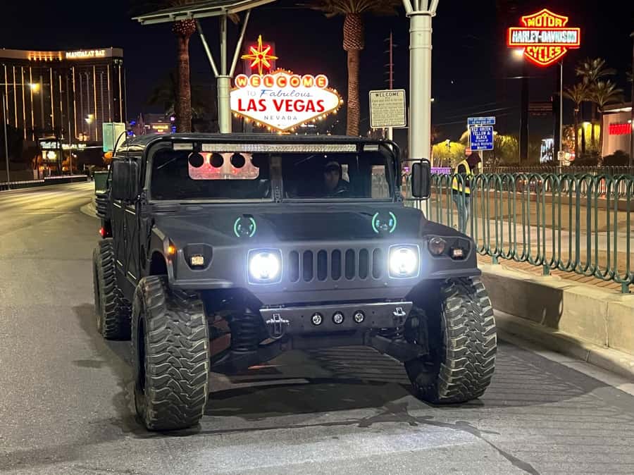 Las Vegas Strip Sightseeing Tour in a Military Hummer - Riding a Doorless Military Hummer H1 on the Strip
