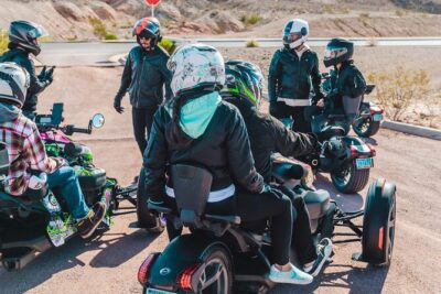 Private Guided Red Rock Tour On A CanAm Trike - The Can-Am Ryker setup: Bluetooth, chargers, helmet, and water